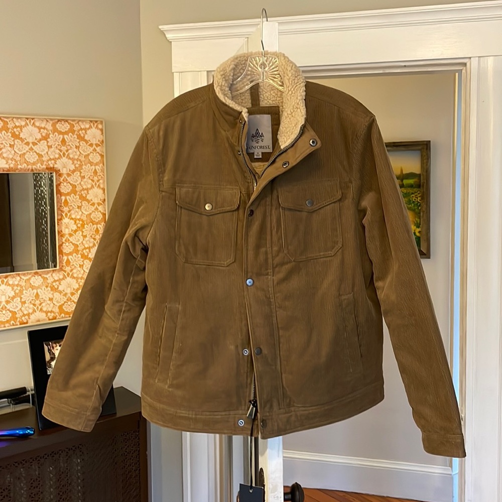 Rainforest cognac lined trucker jacket